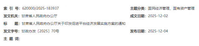 甘肃省人民政府办公厅关于印发促进平台经济发展实施方案的通知